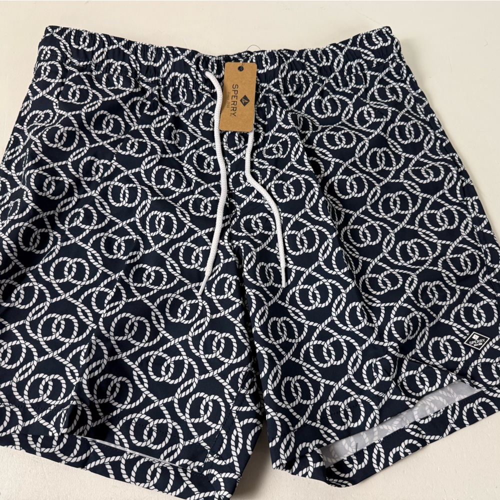 Sperry Geometric Volley Nautical Rope Print Swim Board Shorts Trunks NWT New